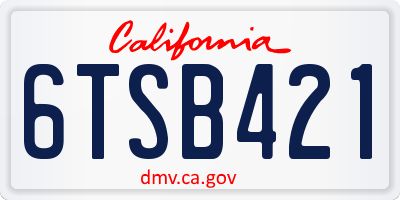 CA license plate 6TSB421