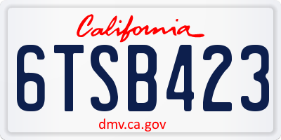 CA license plate 6TSB423