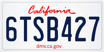 CA license plate 6TSB427