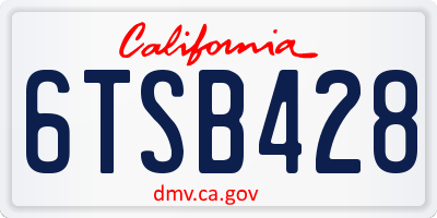 CA license plate 6TSB428