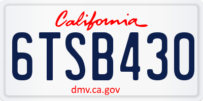 CA license plate 6TSB430
