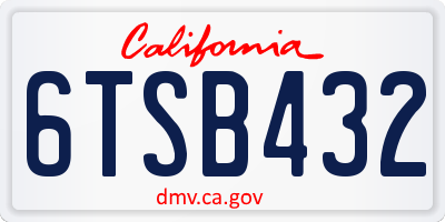 CA license plate 6TSB432