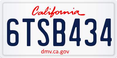 CA license plate 6TSB434