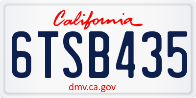 CA license plate 6TSB435