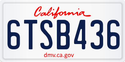 CA license plate 6TSB436
