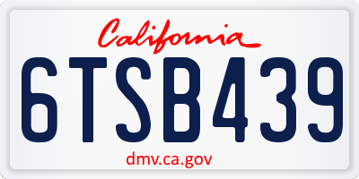 CA license plate 6TSB439