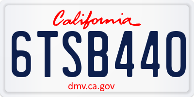 CA license plate 6TSB440