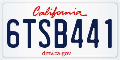 CA license plate 6TSB441
