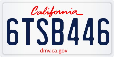 CA license plate 6TSB446