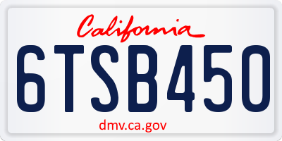 CA license plate 6TSB450