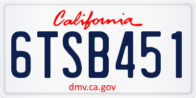 CA license plate 6TSB451