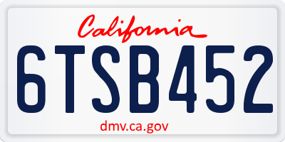CA license plate 6TSB452