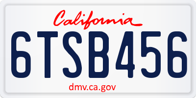 CA license plate 6TSB456