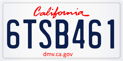CA license plate 6TSB461