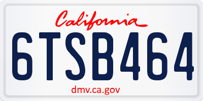 CA license plate 6TSB464