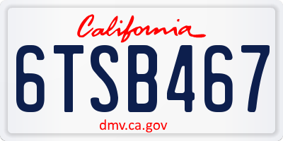 CA license plate 6TSB467