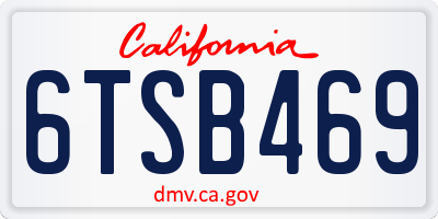 CA license plate 6TSB469