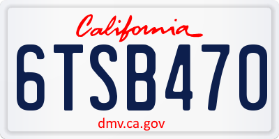 CA license plate 6TSB470