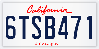 CA license plate 6TSB471