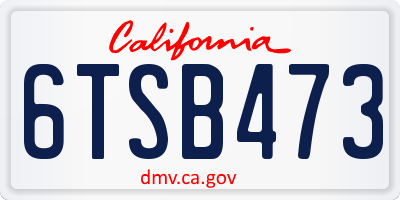 CA license plate 6TSB473