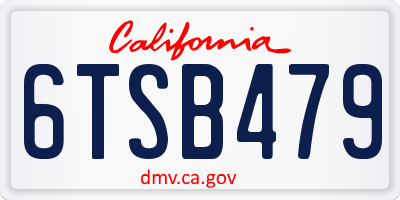 CA license plate 6TSB479