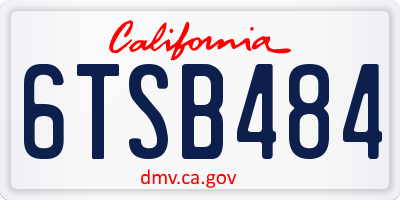 CA license plate 6TSB484