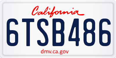 CA license plate 6TSB486
