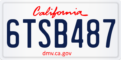 CA license plate 6TSB487