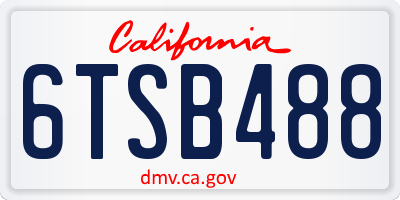CA license plate 6TSB488