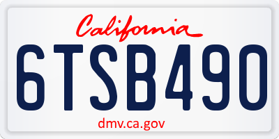 CA license plate 6TSB490