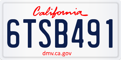 CA license plate 6TSB491
