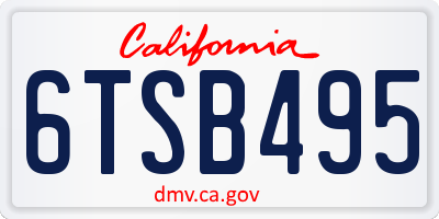 CA license plate 6TSB495