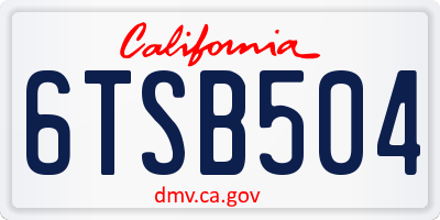 CA license plate 6TSB504
