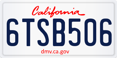 CA license plate 6TSB506