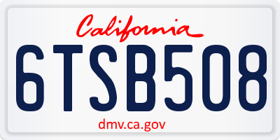 CA license plate 6TSB508