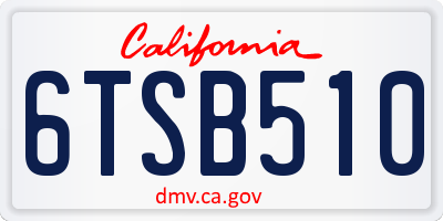 CA license plate 6TSB510