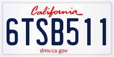CA license plate 6TSB511