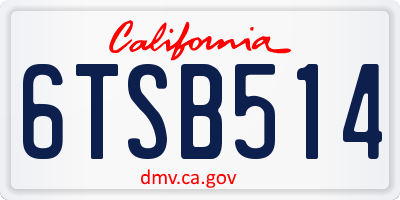 CA license plate 6TSB514