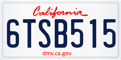 CA license plate 6TSB515