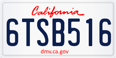 CA license plate 6TSB516