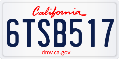 CA license plate 6TSB517