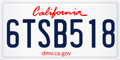 CA license plate 6TSB518