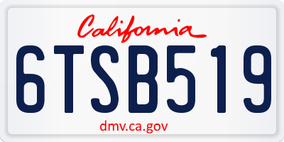 CA license plate 6TSB519