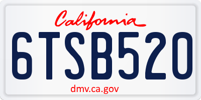 CA license plate 6TSB520