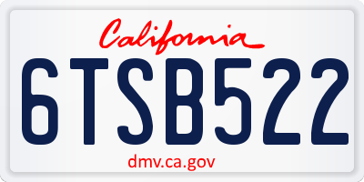 CA license plate 6TSB522