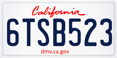 CA license plate 6TSB523