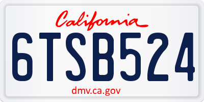 CA license plate 6TSB524