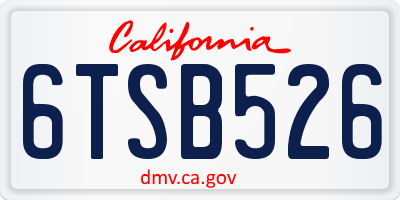 CA license plate 6TSB526