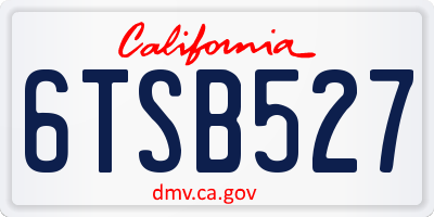 CA license plate 6TSB527