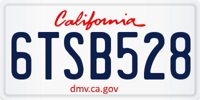 CA license plate 6TSB528
